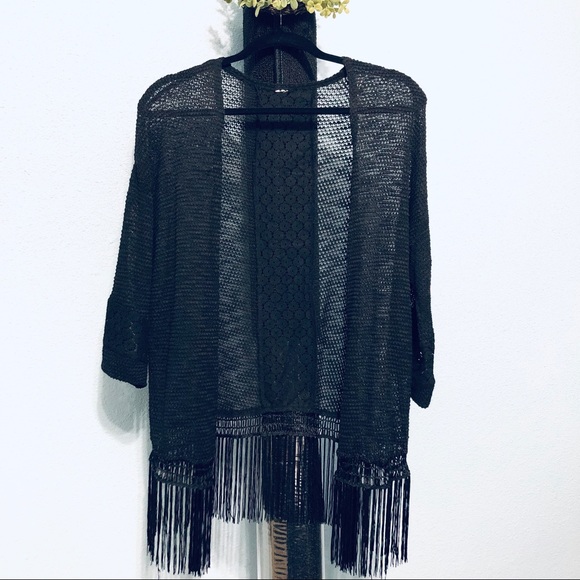 Unlisted Tops - Crochet Open Front Cardigan